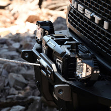 Load image into Gallery viewer, Superwinch 10000SR 12V winch shown out of package with synthetic rope and mounting hardware