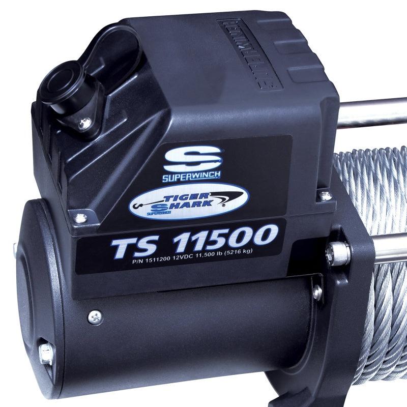 Superwinch 11500 LBS 12V DC 3/8in x 84ft Steel Rope Tiger Shark 11500 Winch - Black Ops Auto Works