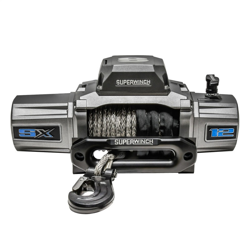 Superwinch 12000 LBS 12V DC 3/8in x 80ft Synthetic Rope SX 12000SR Winch - Graphite - Black Ops Auto Works