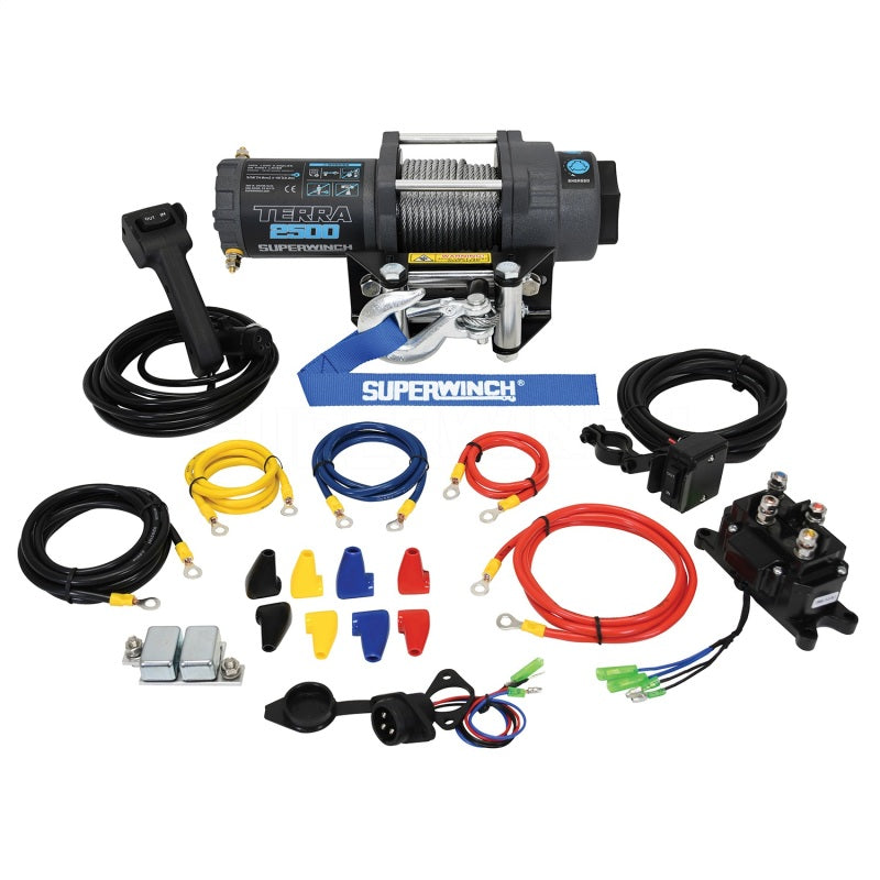 Superwinch 2500 LBS 12V DC 3/16in x 40ft Steel Rope Terra 2500 Winch - Gray Wrinkle - Black Ops Auto Works