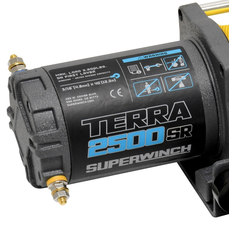 Superwinch 2500 LBS 12V DC 3/16in x 40ft Synthetic Rope Terra 2500SR Winch - Gray Wrinkle - Black Ops Auto Works