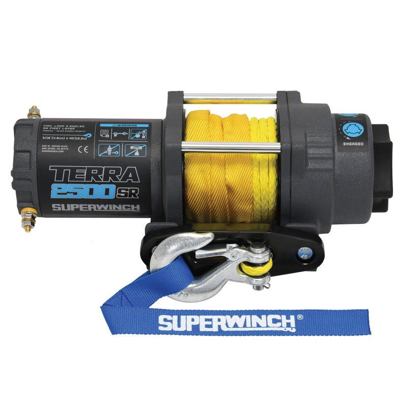 Superwinch 2500 LBS 12V DC 3/16in x 40ft Synthetic Rope Terra 2500SR Winch - Gray Wrinkle - Black Ops Auto Works