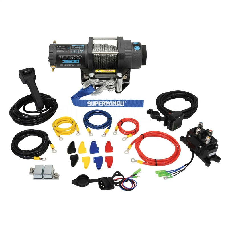 Superwinch 3500 LBS 12V DC 7/32 in x 32 ft Steel Rope Terra 3500 Winch - Gray Wrinkle - Black Ops Auto Works