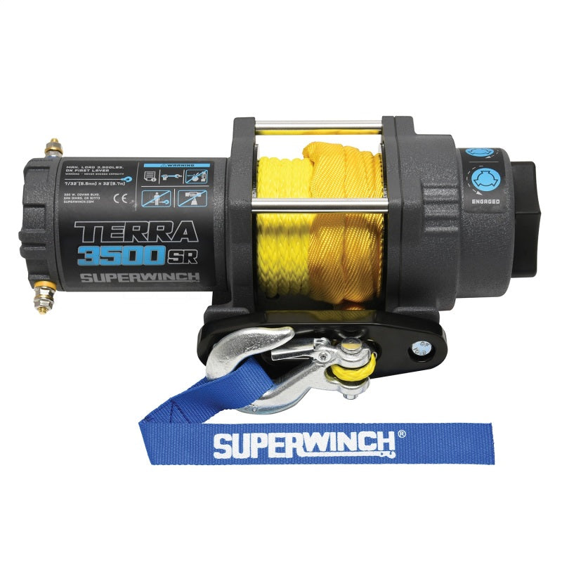 Superwinch 3500 LBS 12V DC 7/32in x 32ft Synthetic Rope Terra 3500SR Winch - Gray Wrinkle - Black Ops Auto Works