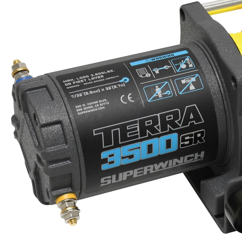 Superwinch 3500 LBS 12V DC 7/32in x 32ft Synthetic Rope Terra 3500SR Winch - Gray Wrinkle - Black Ops Auto Works