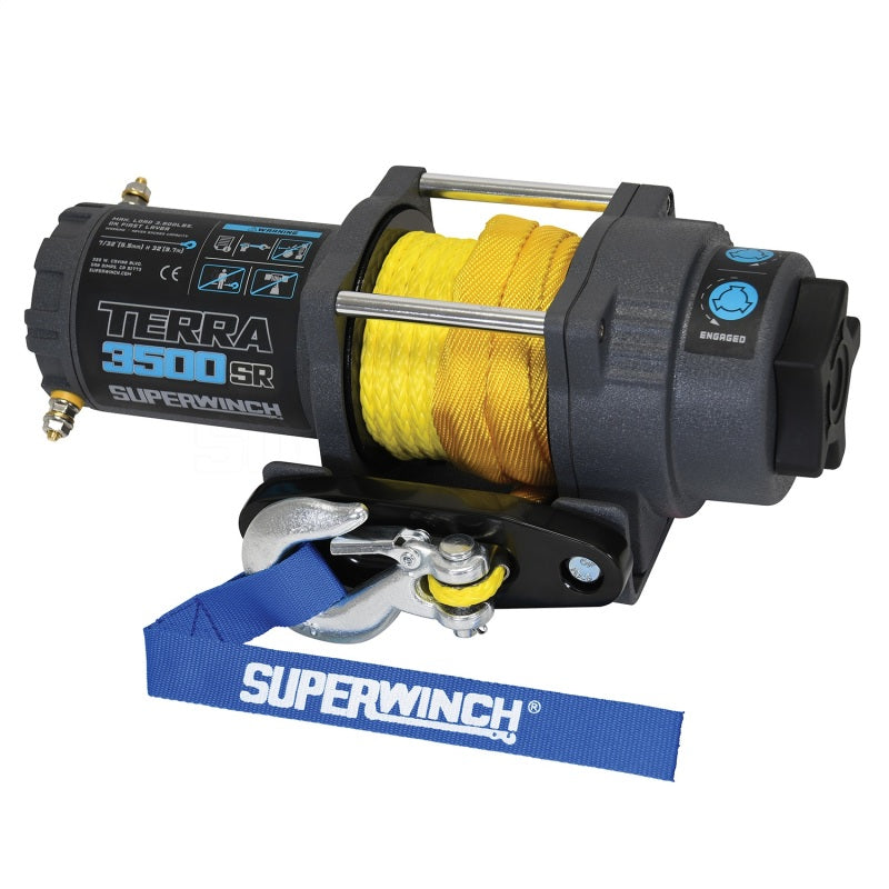 Superwinch 3500 LBS 12V DC 7/32in x 32ft Synthetic Rope Terra 3500SR Winch - Gray Wrinkle - Black Ops Auto Works