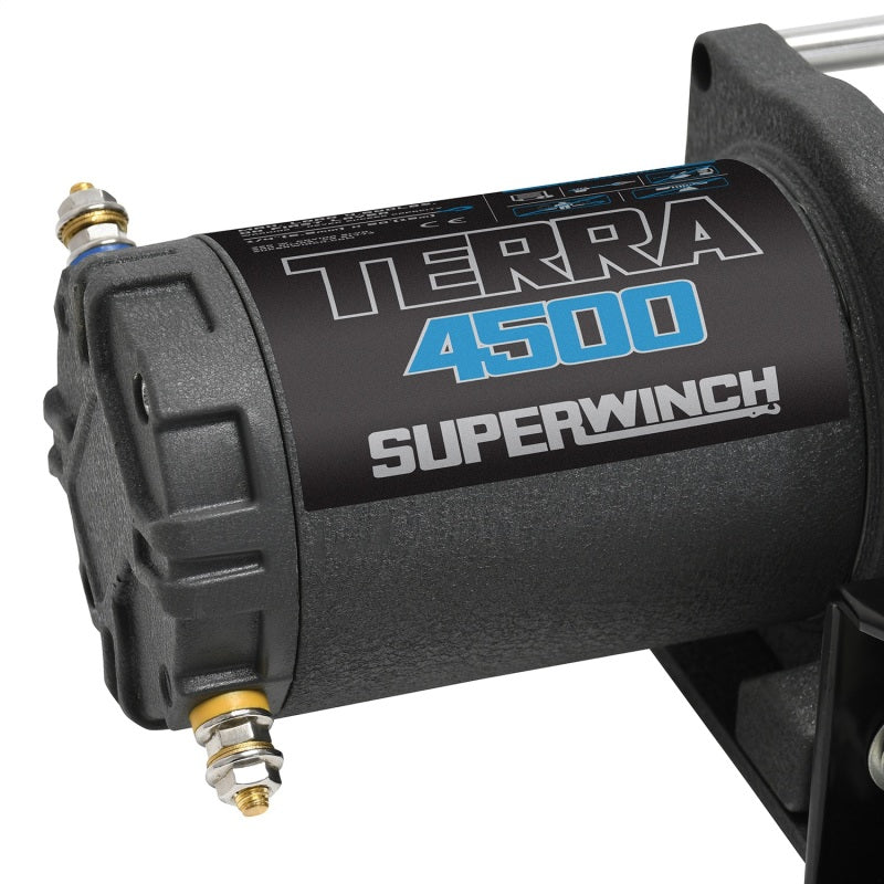 Superwinch 4500 LBS 12V DC 15/64in x 50ft Steel Rope Terra 4500 Winch - Gray Wrinkle - Black Ops Auto Works