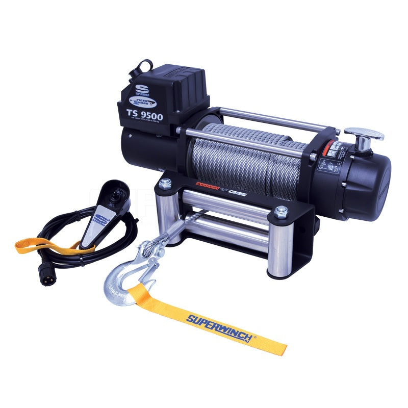 Superwinch 9500 LBS 12V DC 11/32in x 95ft Steel Rope Tiger Shark 9500 Winch - Black Ops Auto Works