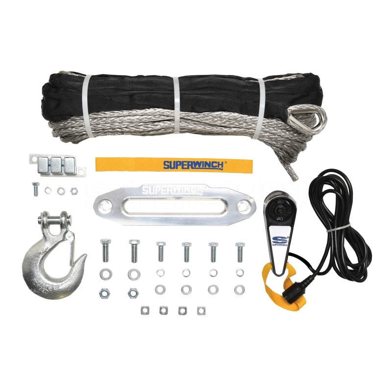 Superwinch 9500 LBS 12V DC 3/8in x 80ft Synthetic Rope Tiger Shark 9500 Winch - Black Ops Auto Works