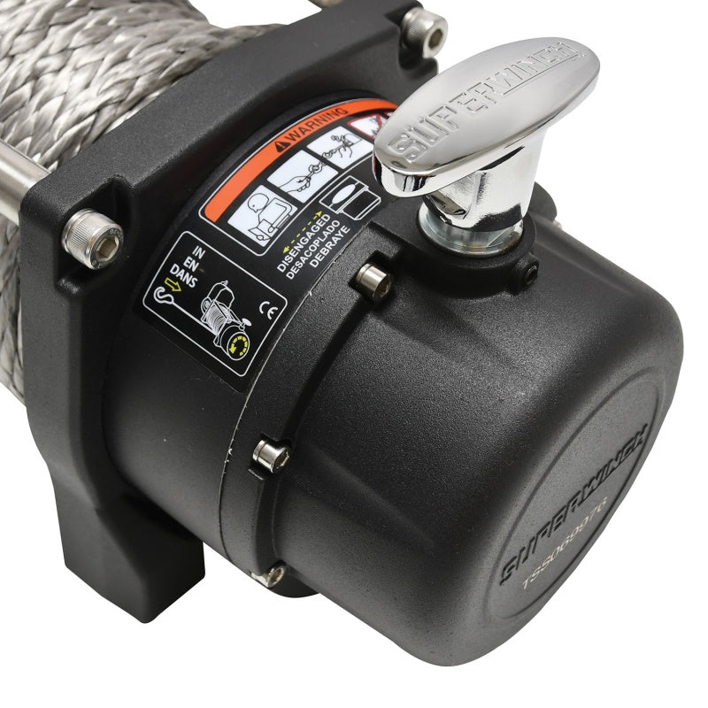 Superwinch 9500 LBS 12V DC 3/8in x 80ft Synthetic Rope Tiger Shark 9500 Winch - Black Ops Auto Works