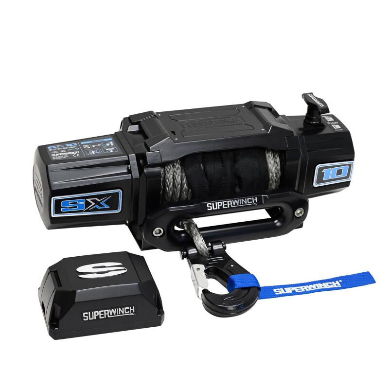 Superwinch 10000 LBS 12V DC 3/8in x 80ft Synthetic Rope SX10SR Winch - Semi Gloss Black - Superwinch 1710204