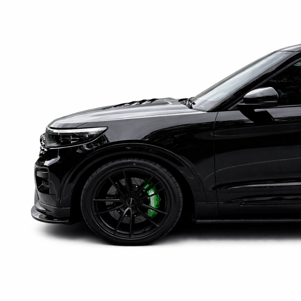 Side profile of lowered Explorer with Swift Sport springs