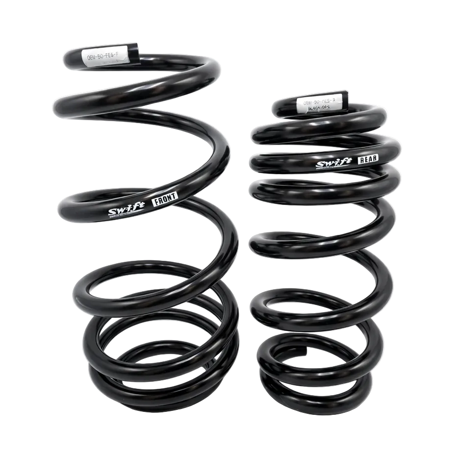 Close-up of Swift progressive rate spring with powder coat finish Ford ST