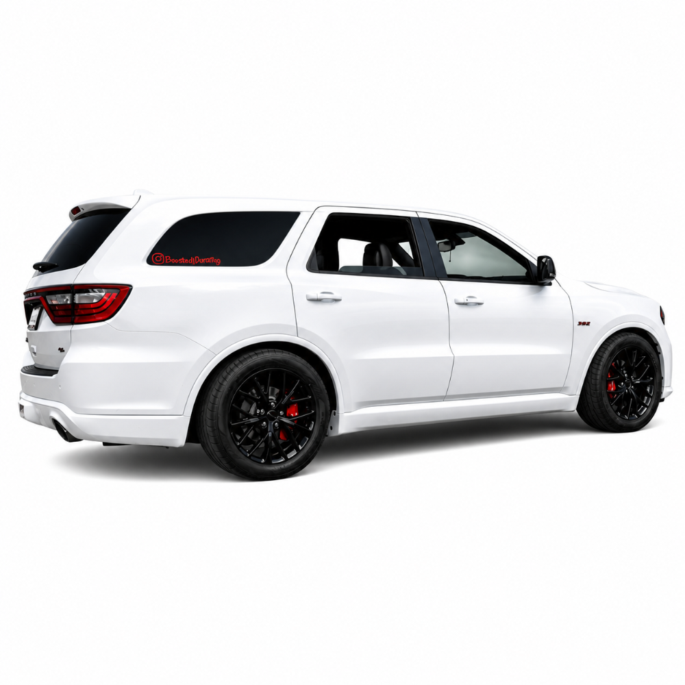 Lowered Dodge Durango rear angle with Swift Spec-R performance lowering springs installed