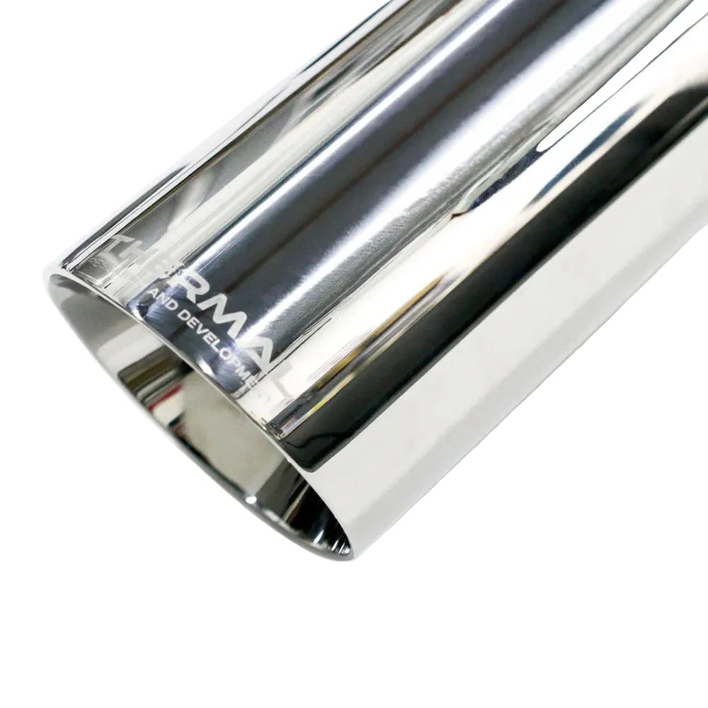 Polished dual exhaust tips on the Thermal R&D Ford F-150 EcoBoost catback exhaust system