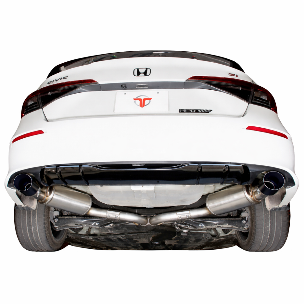 Exhaust installed on Honda Civic Si rear