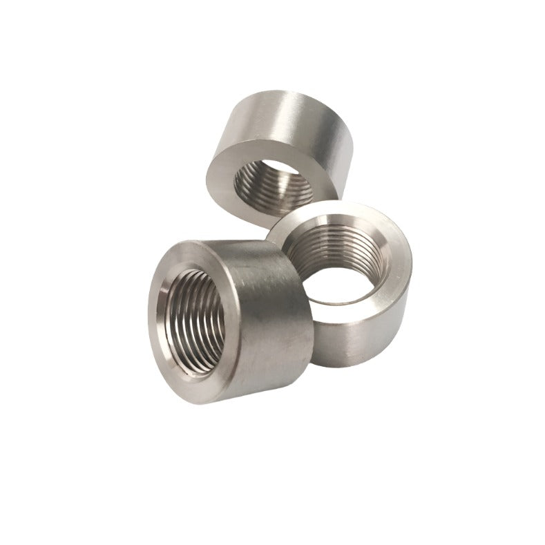 Ticon Industries 3/8in NPT Titanium Sensor Bung 1.5in to 5in Tubing - Coped End - Black Ops Auto Works