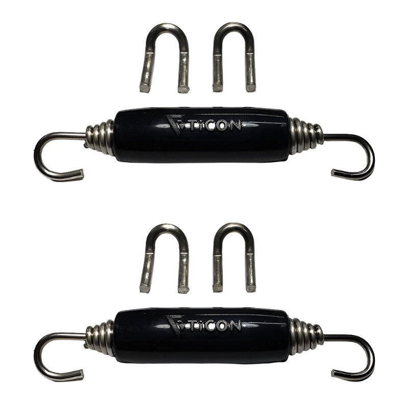 Ticon Industries Black Silicone Titanium Spring Tab and Spring Kit (4 Tabs/2 Springs) - 2 Pack - Black Ops Auto Works