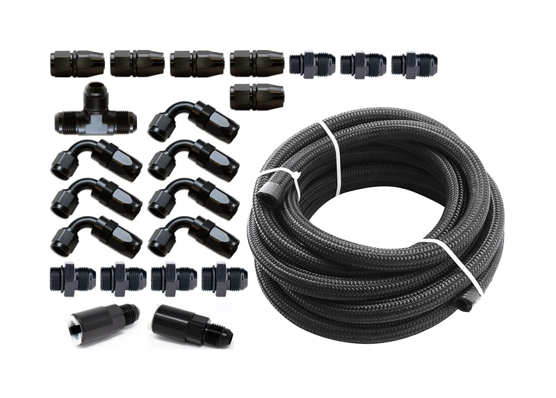 Torque Solution Braided Fuel Line Kit for -6 Aeromotive FPR: Subaru WRX 02-14 / Subaru STI 07-18 - Black Ops Auto Works