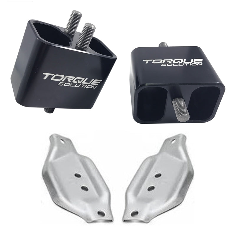Torque Solution Solid Billet Engine Mounts w/ Mount Plates: 02-14 Subaru WRX / 04-17 STI - Black Ops Auto Works