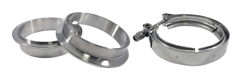 Torque Solution Stainless Steel V-Band Clamp & Flange Kit - 3in (76mm) - Black Ops Auto Works