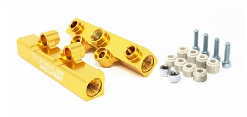 Torque Solution Top Feed Fuel Rails: 02-14 Subaru WRX / 07-18 STI - Gold - Black Ops Auto Works