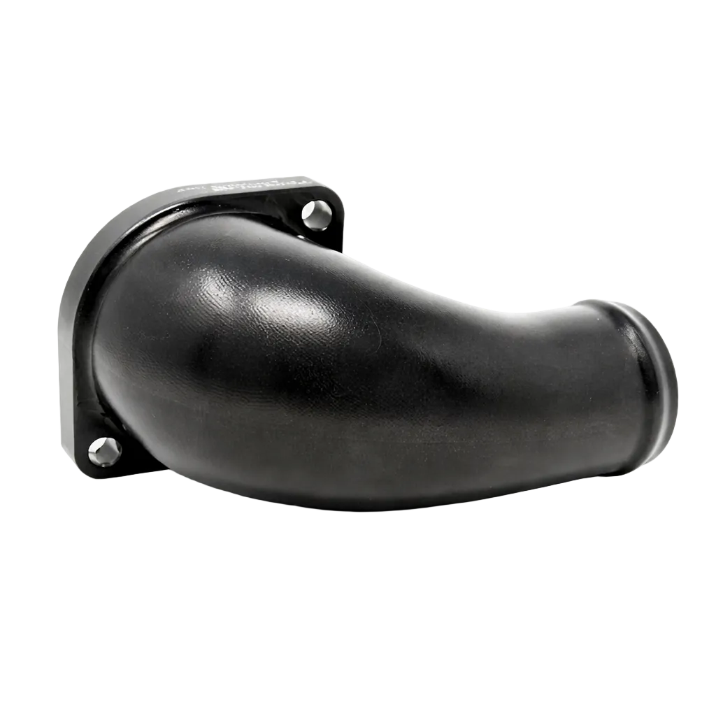 Torque Solution high flow billet thermostat housing full view black anodized