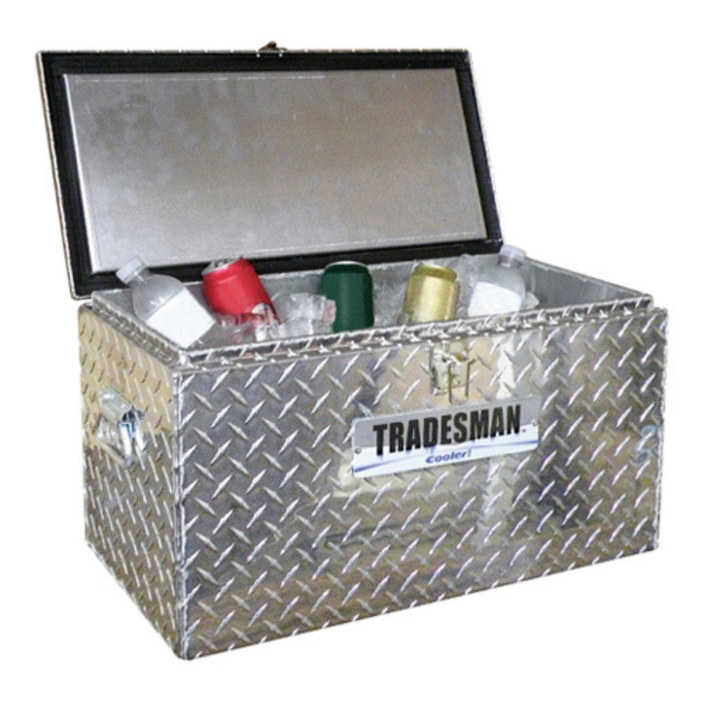 Loaded Tradesman cooler with cans and ice