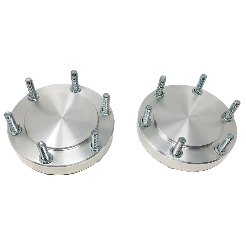 Tuff Country CV axle spacer pair with wheel studs installed, front view