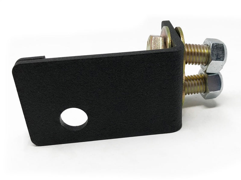 Tuff Country track bar bracket, angled view showing bolt hole and U-bolt clamp