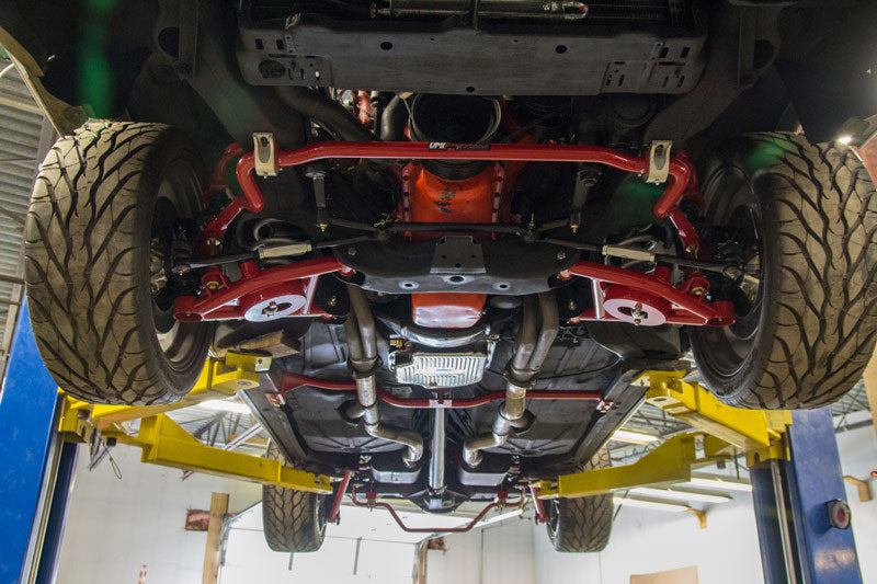 Second view of the gloss black solid front and rear G-Body sway bar kit.