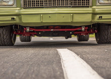 Load image into Gallery viewer, Angled view showing the profile of the gloss black solid front and rear G-Body sway bar kit.