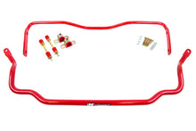 Load image into Gallery viewer, UMI 303534-R solid sway bar kit in bright red, showing the 1.250 inch front bar with greaseable bushings, zinc plated clamshells and end links next to the 1 inch rear bar with its M10 Grade 8 hardware, for 1978-1988 GM G-Body.