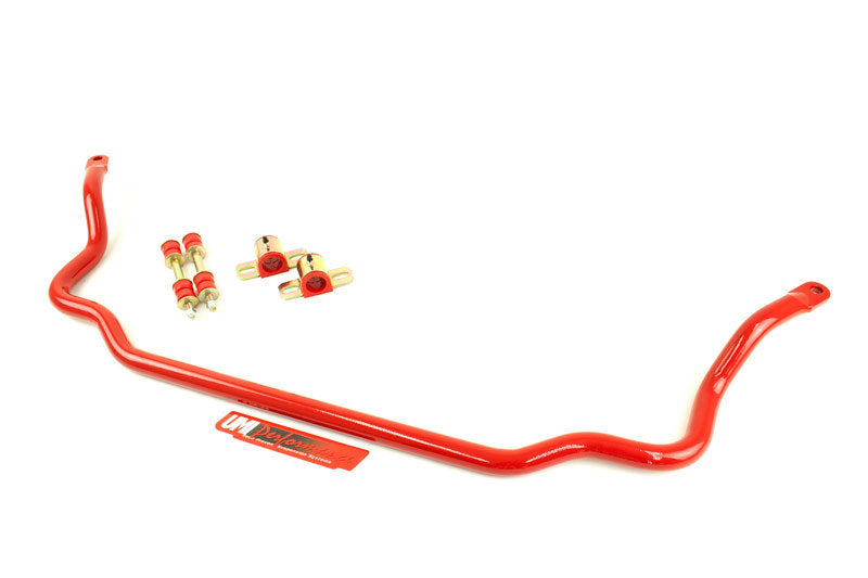 Supplementary reference view of the bright red solid front and rear G-Body sway bar kit.