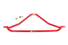 Load image into Gallery viewer, UMI 3053-R bolt-in front reinforcement brace in red powder coat, 1-1/4 inch tubing welded to 3/16 inch laser cut brackets with slotted mounting holes and Grade 8 hardware, for 1978-1988 GM G-Body.