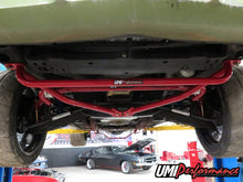Load image into Gallery viewer, Second view of the red powder coated bolt-in front frame reinforcement brace.
