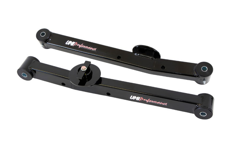 UMI Performance 3655-B black boxed rear lower control arms, also called trailing arms, for the 1965-1970 Chevrolet Impala, Bel Air, Biscayne and Caprice.