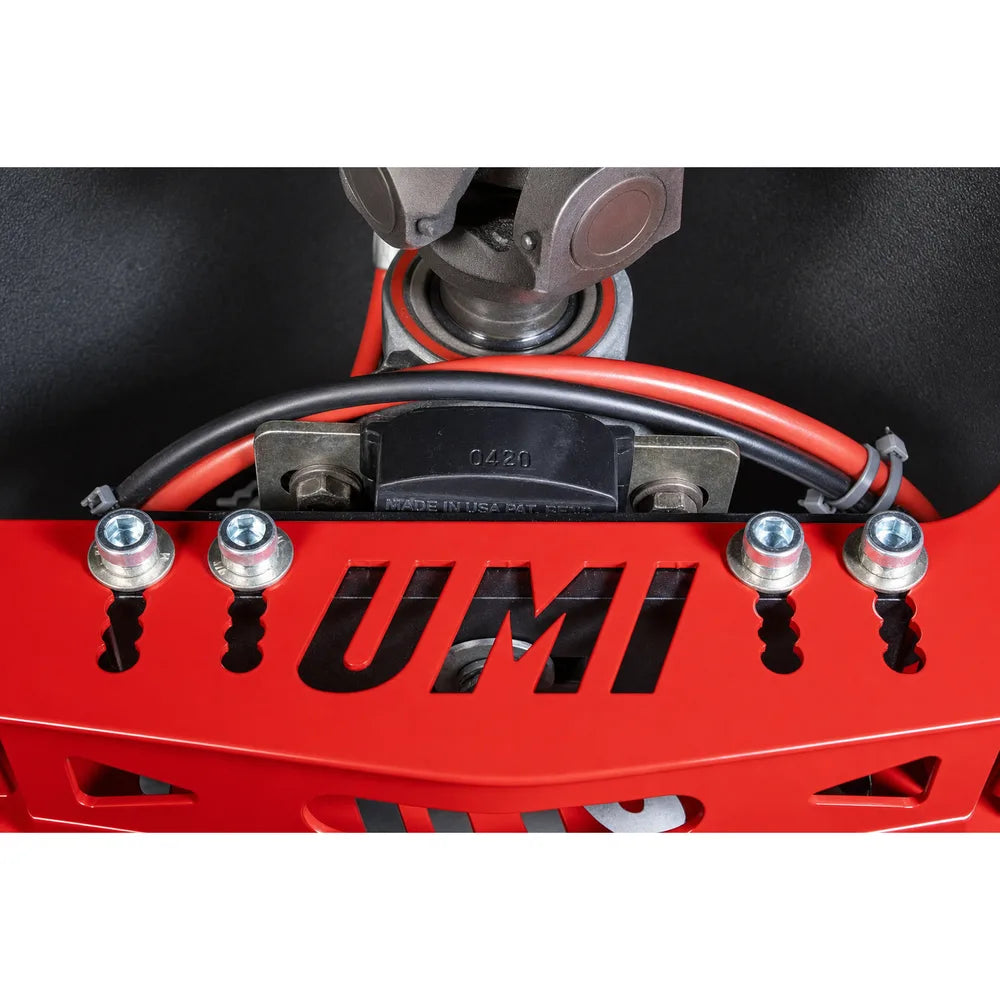 UMI Performance G-Body Transmission Crossmember UMI logo close up