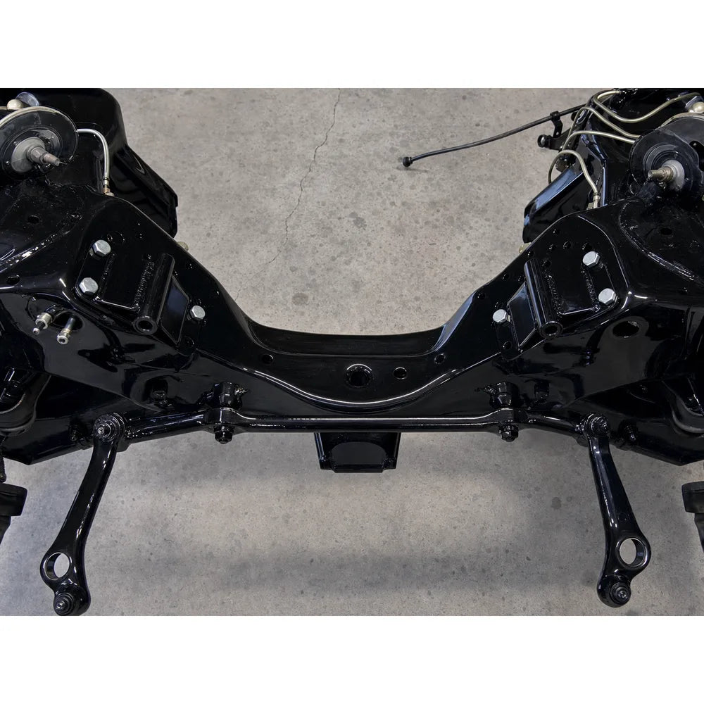 UMI Performance Frame Side Solid Engine Mounts full front suspension crossmember view