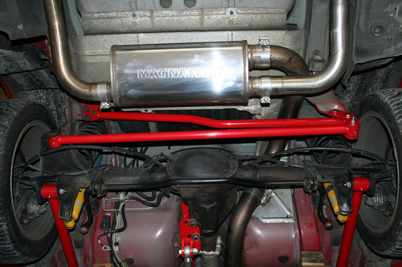 Laser cut lower relocation brackets and round spacer supplied in the UMI 82-02 F-body panhard bar kit