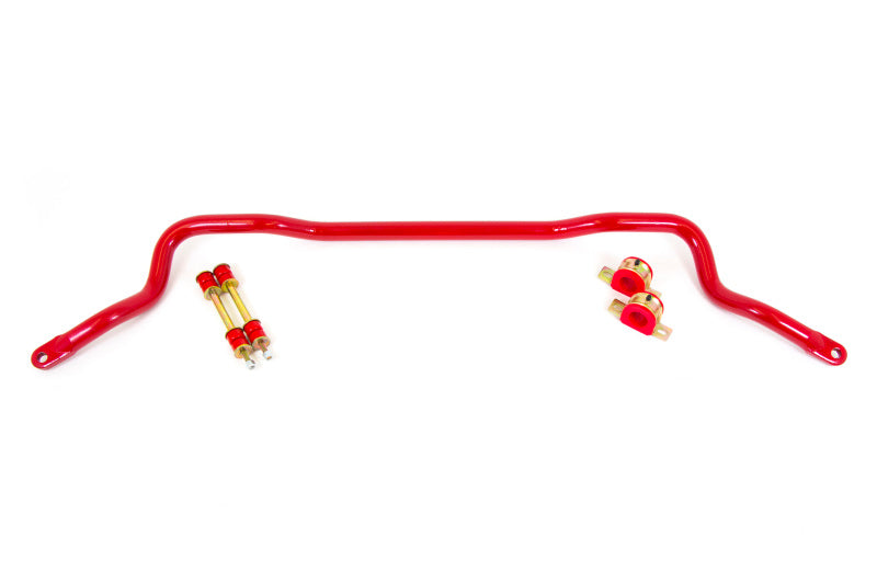 UMI Performance red powder-coated 35mm tubular front sway bar with zinc plated clamshells and heavy duty end links