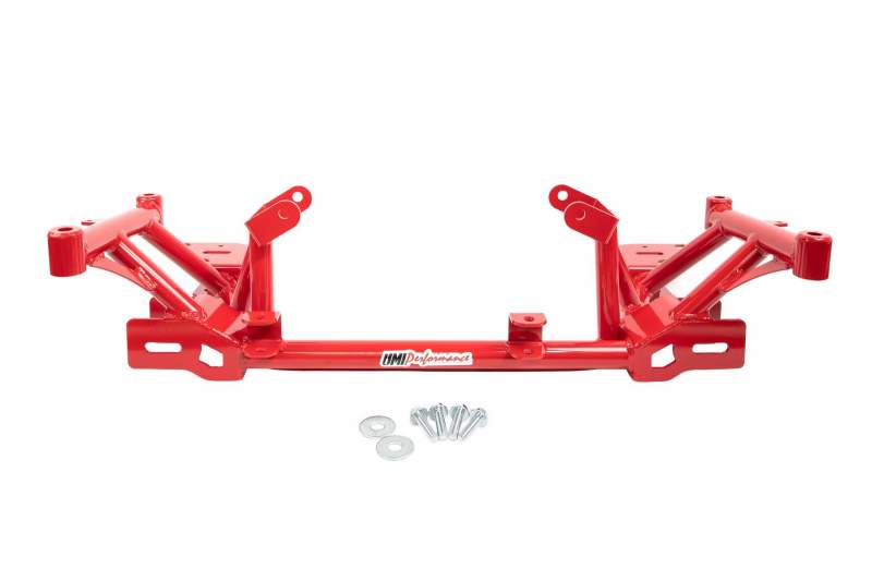 UMI Performance 2320-R gloss red tubular K-member with LS motor mount stands for 1998-2002 Camaro and Firebird