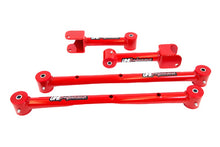Load image into Gallery viewer, UMI 301516-R red powder coated non-adjustable tubular rear upper and lower control arms with greaseable polyurethane bushings for 1978-1988 GM G-Body.