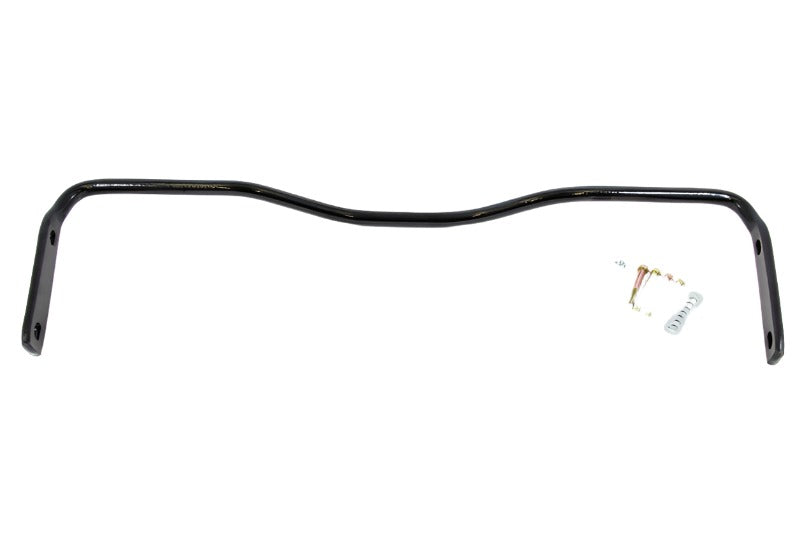 UMI 3034-B one inch solid 4140 chrome moly rear sway bar in gloss black powder coat with M10 mounting hardware for 1978-1988 GM G-Body.