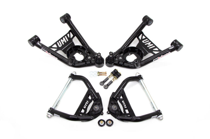 UMI Performance 64-72 GM A-Body Tubular Upper & Lower Front A-Arm Kit - Black - Black Ops Auto Works