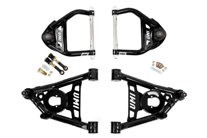 UMI Performance 64-72 GM A-Body Tubular Upper & Lower Front A-Arm Kit - Black - Black Ops Auto Works