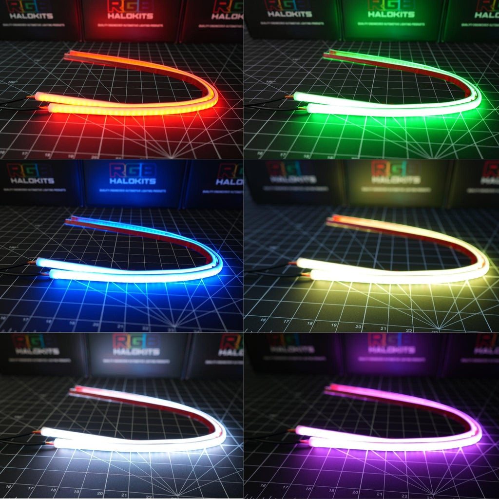 RGB Halo Kits G10 | P2 - BX2 Universal Flexible DRL Tube Diffused Strips | Multicolor