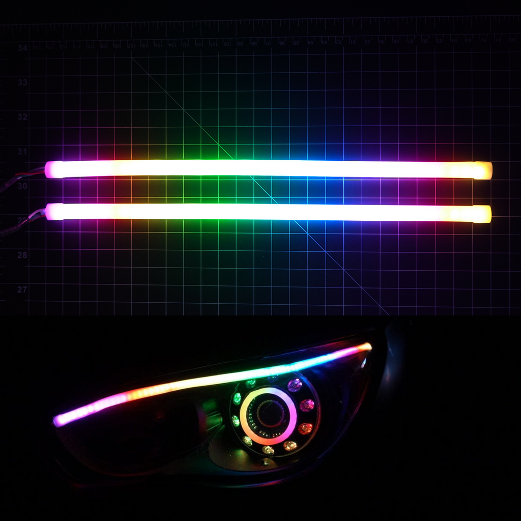 RGB Halo Kits G4 | P2 - BX2 Universal Flexible DRL Tube Diffused Strips | Multicolor