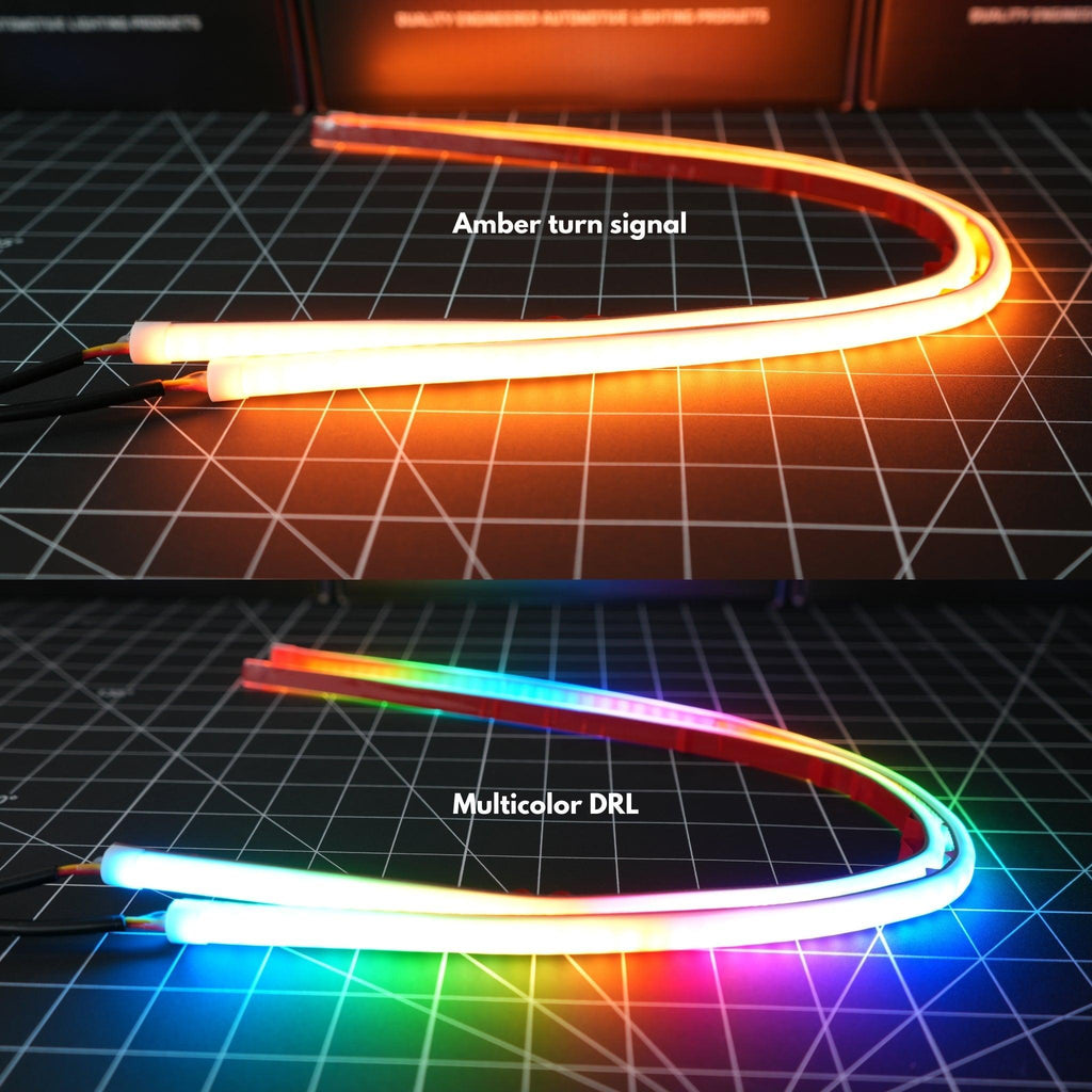 RGB Halo Kits G5 | A21 | P2 - BX1 Universal Flexible DRL Tube Diffused Strips | Multicolor