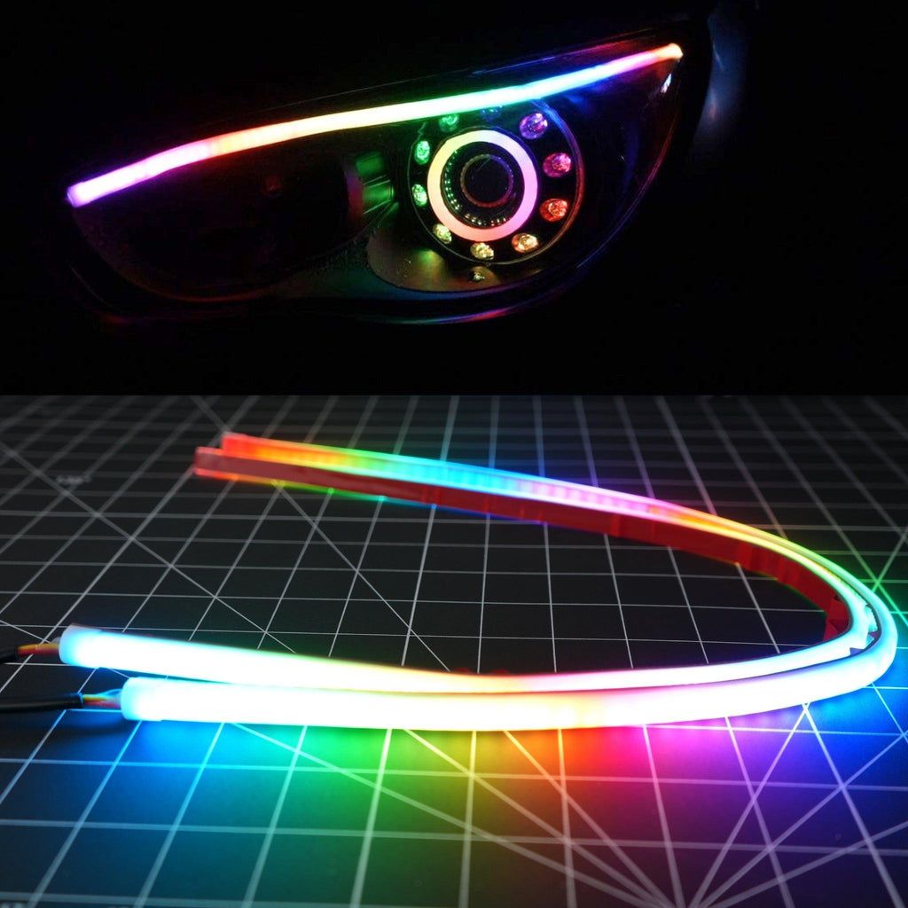RGB Halo Kits G5 | P2 - BX2 Universal Flexible DRL Tube Diffused Strips | Multicolor